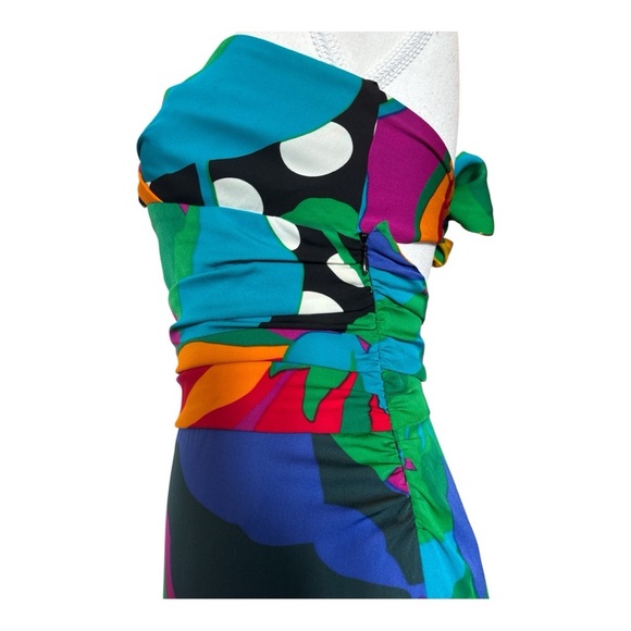 DVF Diane Von Furstenberg CALIDA Runway Dress Tropical Dot Flower Silk Sz 2 - Picture 7 of 11